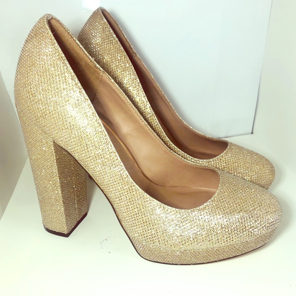 MIX no. 6 Gold Shimmer/Sparkle Platform Heels. 🌟